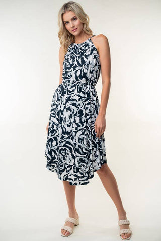 Sleeveless Floral Print Knit Dress