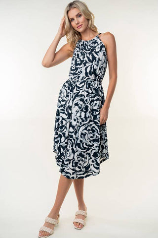 Sleeveless Floral Print Knit Dress