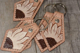 Sunflower Tooled Keychain