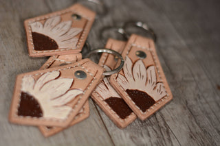 Sunflower Tooled Keychain