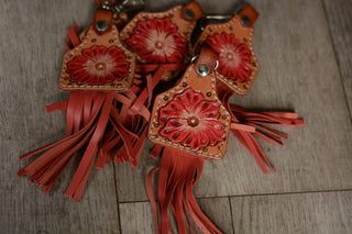 Fringe Tooled Floral Keychain