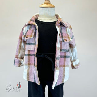 Girls Plaid Overlay Flannel