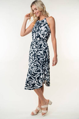 Sleeveless Floral Print Knit Dress