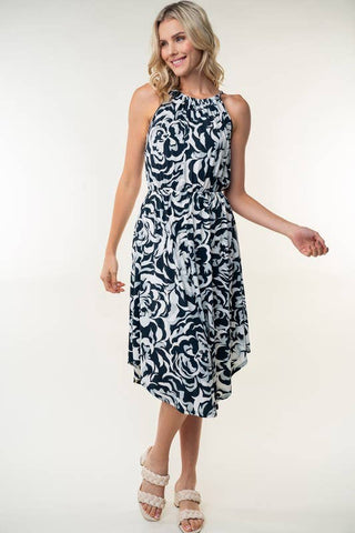 Sleeveless Floral Print Knit Dress