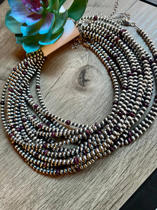 Sterling Silver Pearls with Purple Spiny Choker