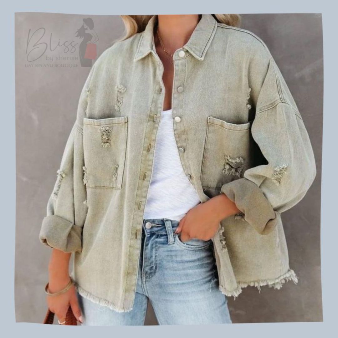 Green Denim Shacket