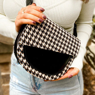 Houndstooth & Leather Bag