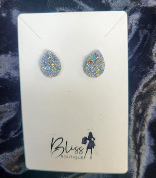 Teardrop Druzy Stud Earings