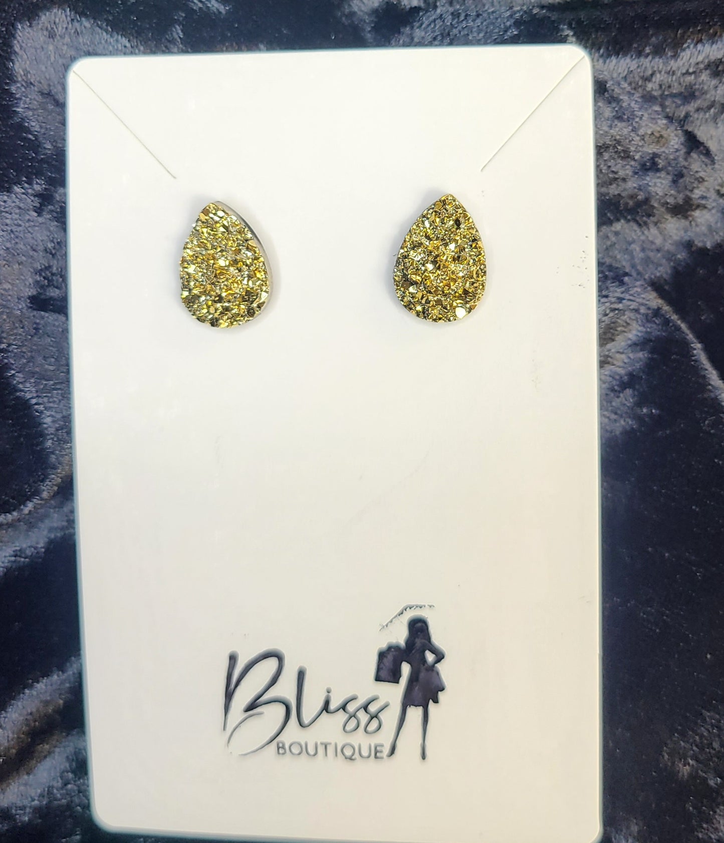 Teardrop Druzy Stud Earings