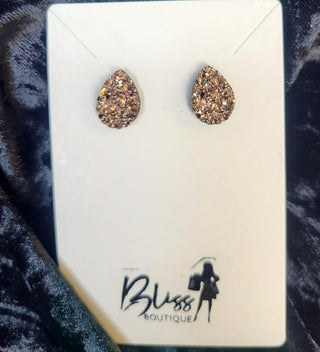 Teardrop Druzy Stud Earings