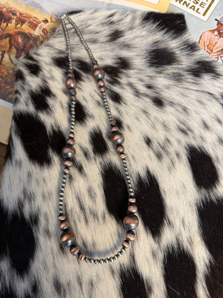 Sterling & Graduated Copper Pearl Necklace