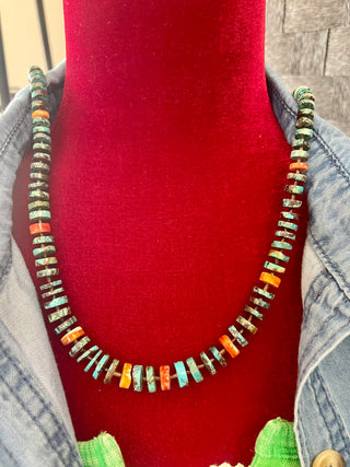 Graduated Turquoise & Spiny Oyster Necklace