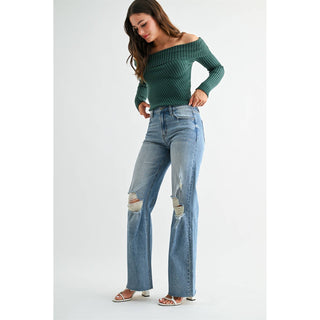 Mica Distressed Raw Hem Jean