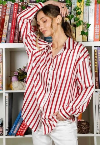 Crimson Stripe Blouse