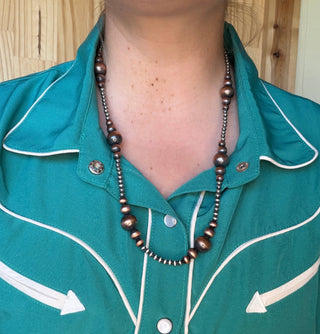 Sterling & Graduated Copper Pearl Necklace