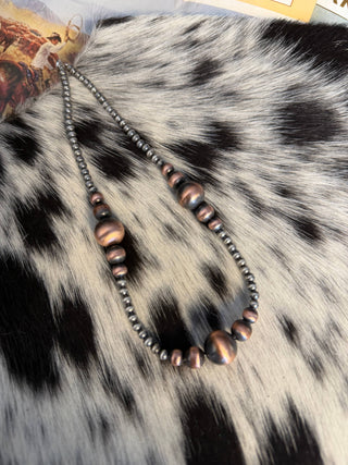 Sterling & Graduated Copper Pearl Necklace