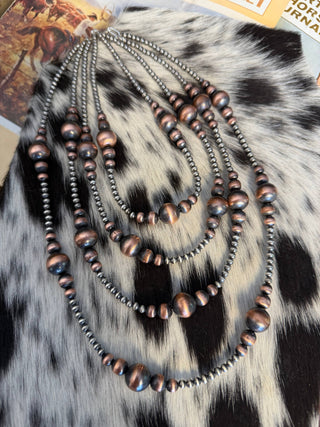 Sterling & Graduated Copper Pearl Necklace