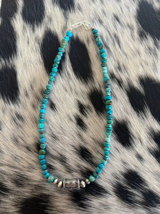 Genuine Turquoise & Sterling Silver Barrel 