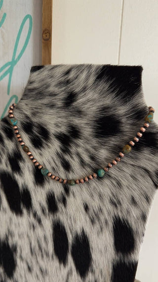 Copper Pearls & Turquoise Necklace