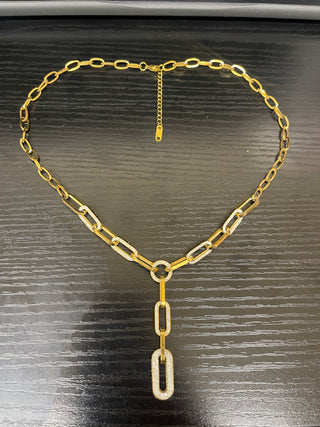 Gold & CZ Link  Necklace