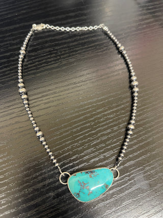 Sterling Silver Pearl & Turquoise Choker