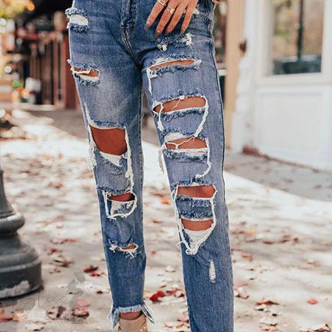 Distressed Mid-Rise Jeans