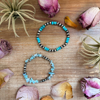 Sterling Silver Mini Wolf Stretchy Bracelet Bundle (Set of 2) –  Mixed Stone