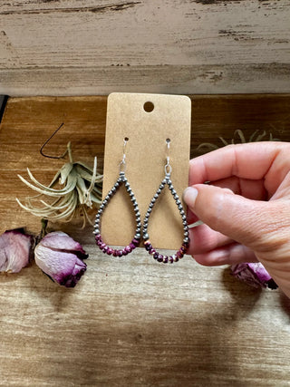 Sterling Silver Pearls & Purple Spiny Oyster Earrings