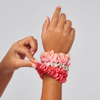 Cherry Blossom Ruched Satin Scrunchies 5pc Set