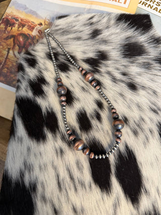 Sterling & Graduated Copper Pearl Necklace