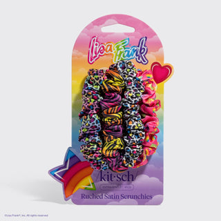 Lisa Frank Rainbow Leopard Kitsch Ruched Satin Scrunchies