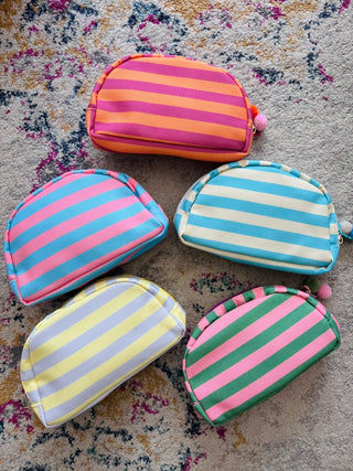 Striped Canvas Makeup Bags