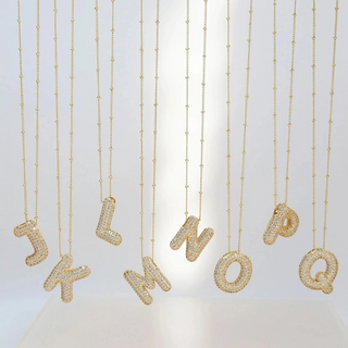 Jeweled Bubble Letter Necklace