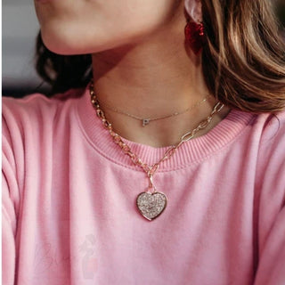 Gold Druzy Heart Necklace