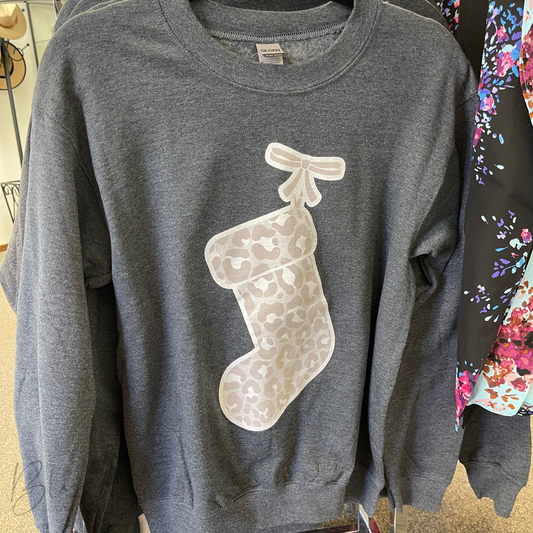 Leopard Christmas Stocking Sweatshirt